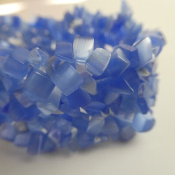 Wide Multi Strand Monalisa Style Blue Beaded Chunky Bracelet New With Tag NWT - Picture 2 of 5